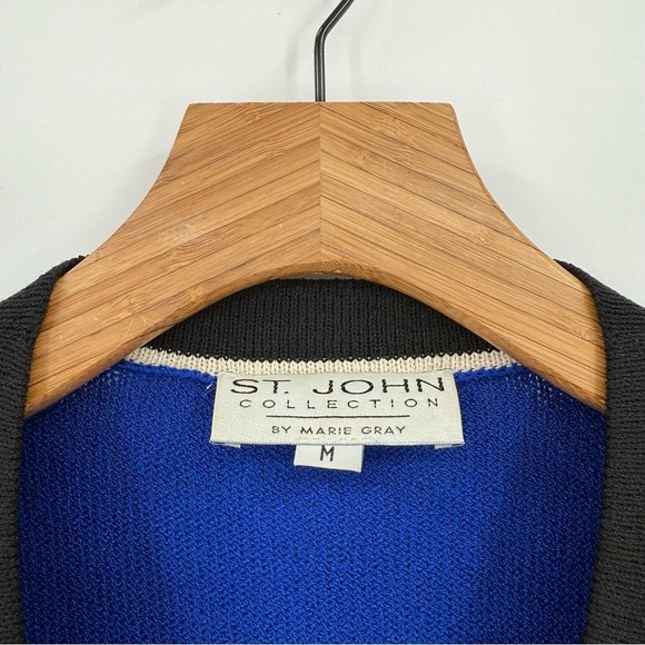 St. John Collection Royal Blue Santana Knit Button Up Sweater Cardigan Size M - Picture 3 of 10